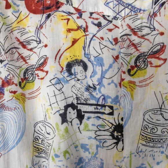 Ash & Sara Dress Multicolor Art Print Cotton Size XL Maximalist Indie - Picture 5 of 10